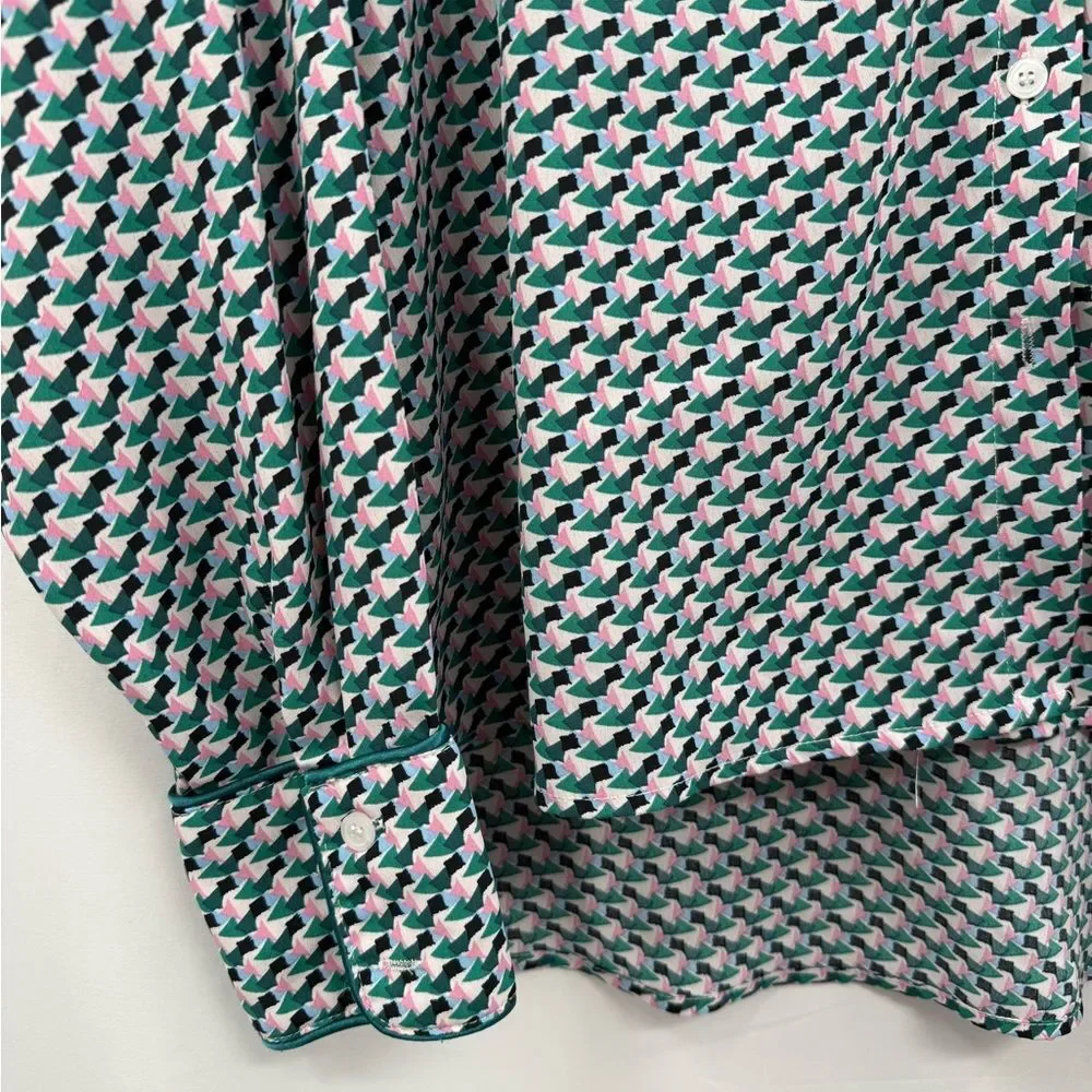 Molly Bracken Geometric Abstract Print Button Down Blouse in Multi | Medium